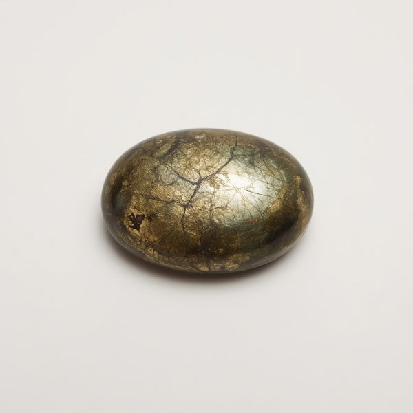 Pyrite 1PC Medium 7x10 MM Oval Cabochon Gray Fine semi Precious Loose Gemstone
