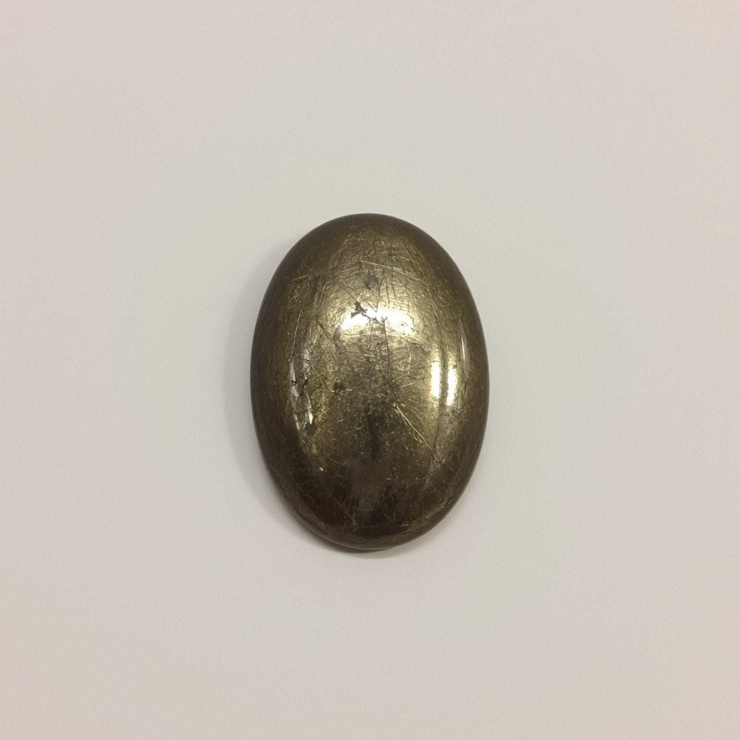 Pyrite 1PC Small 7x9 MM Oval Cabochon Gray Shine semi Precious Loose Gems