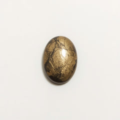 Pyrite 1PC Large 8x12 MM Oval Cabochon Gray Genuine semi Precious Precious Gemstone