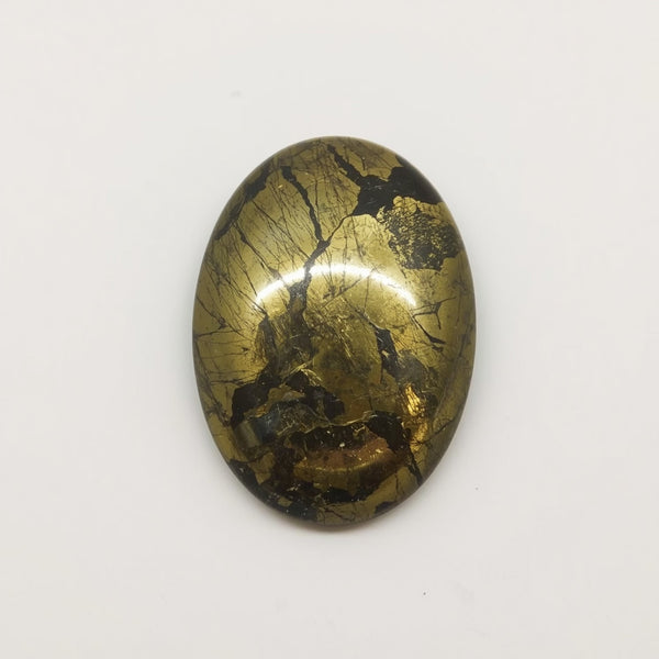 Pyrite 1PC Large 9x11 MM Oval Cabochon Gray Natural semi Precious Semi Precious Gemstone