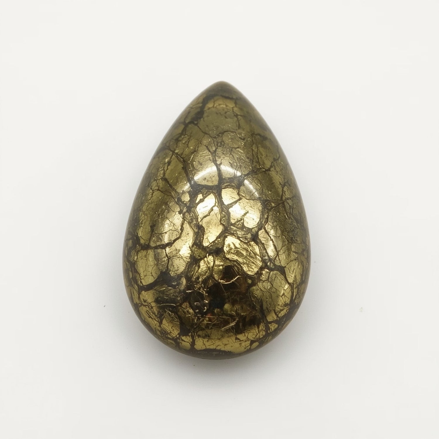 Pyrite 1PC Large 10x12 MM Pear Cabochon Gray Polished semi Precious Precious Gemstone Image principale du produit