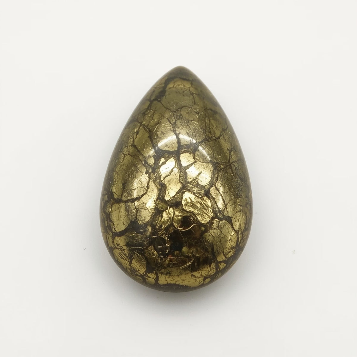 Pyrite 1PC Large 10x12 MM Pear Cabochon Gray Polished semi Precious Precious Gemstone