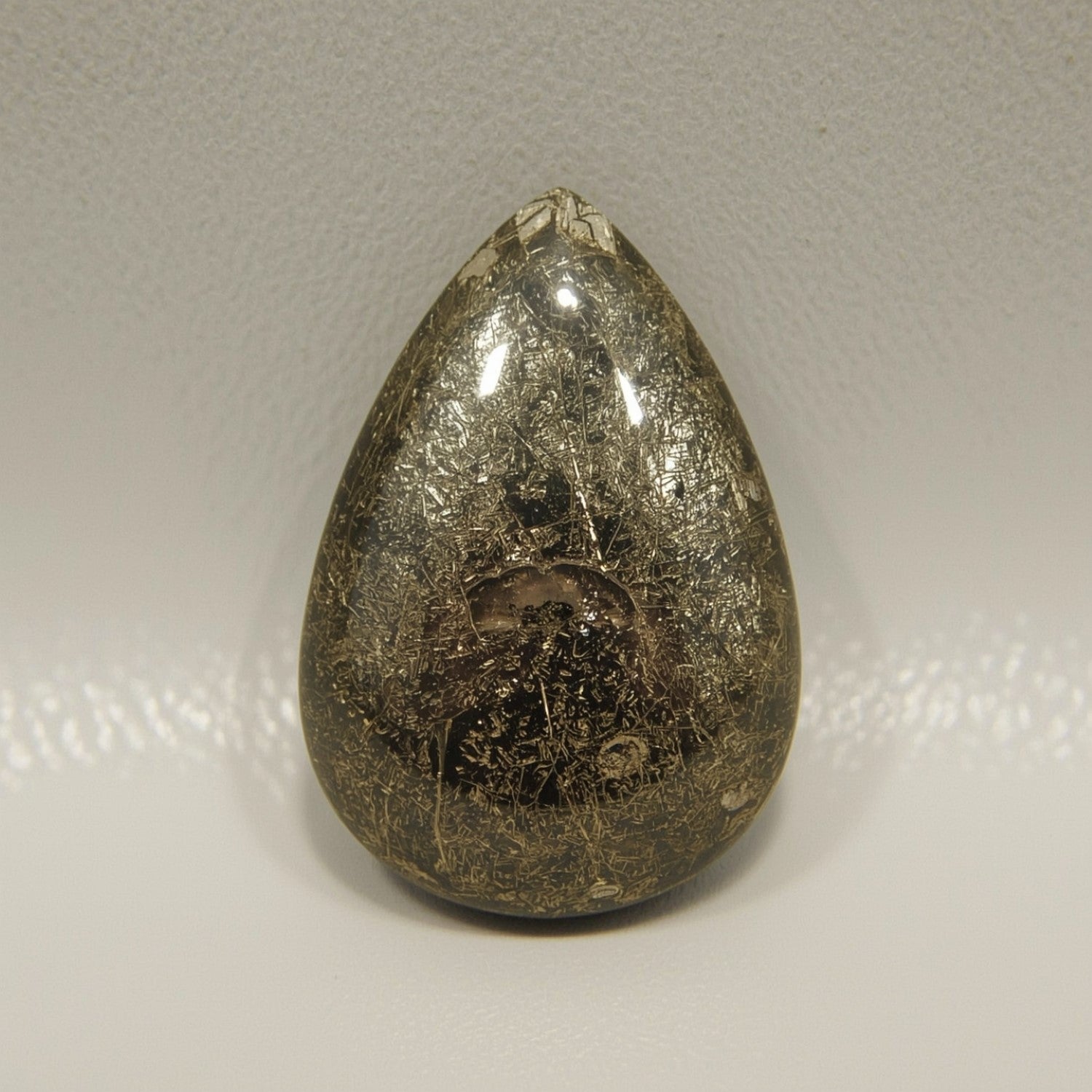 Pyrite 1PC Small 6x8 MM Pear Cabochon Gray Natural semi Precious Semi Precious Gemstone