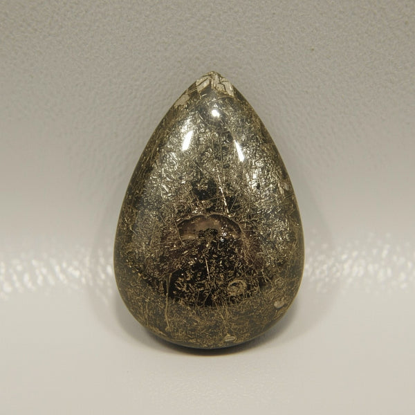 Pyrite 1PC Small 6x8 MM Pear Cabochon Gray Natural semi Precious Semi Precious Gemstone