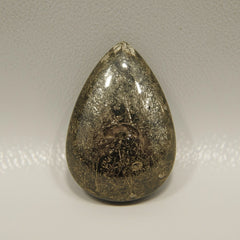 Pyrite 1PC Small 6x8 MM Pear Cabochon Gray Natural semi Precious Semi Precious Gemstone