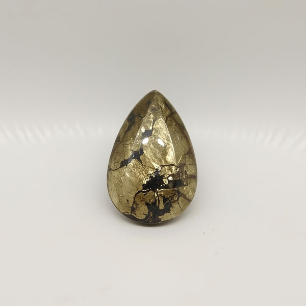 Pyrite 1PC Small 6x9 MM Pear Cabochon Gray Genuine semi Precious Precious Gemstone