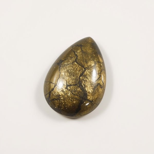 Pyrite 1PC Small 7x9 MM Pear Cabochon Gray Superior semi Precious Gems
