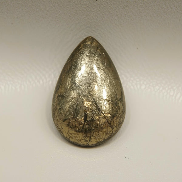Pyrite 1PC Medium 8x10 MM Pear Cabochon Gray Fiery semi Precious Loose Gemstone