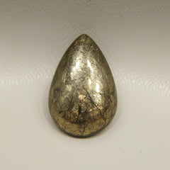Pyrit 1PC Medium 8x10 MM Birne Cabochon Grau Feuriger Halbedelstein Lose Edelstein