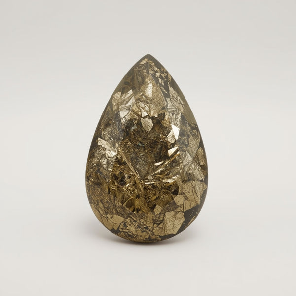 Pyrite 1PC Large 8x12 MM Pear Cabochon Gray Sparkling semi Precious Semi Precious Gemstone