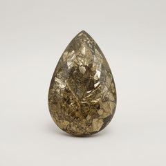 Pyrit 1PC Großer 8x12 MM Birnen-Cabochon Grau Funkelnder Halbedelstein