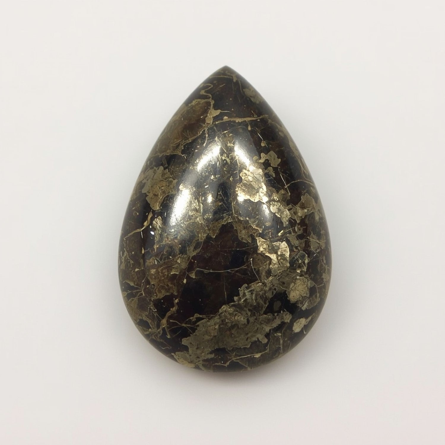 Pyrite 1PC Large 8x12 MM Pear Cabochon Gray Sparkling semi Precious Semi Precious Gemstone