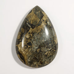 Pyrite 1PC Large 9x11 MM Pear Cabochon Gray Brilliant semi Precious Loose Gemstones
