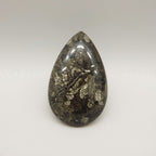 Pyrite 1PC Large 9x11 MM Pear Cabochon Gray Brilliant semi Precious Loose Gemstones