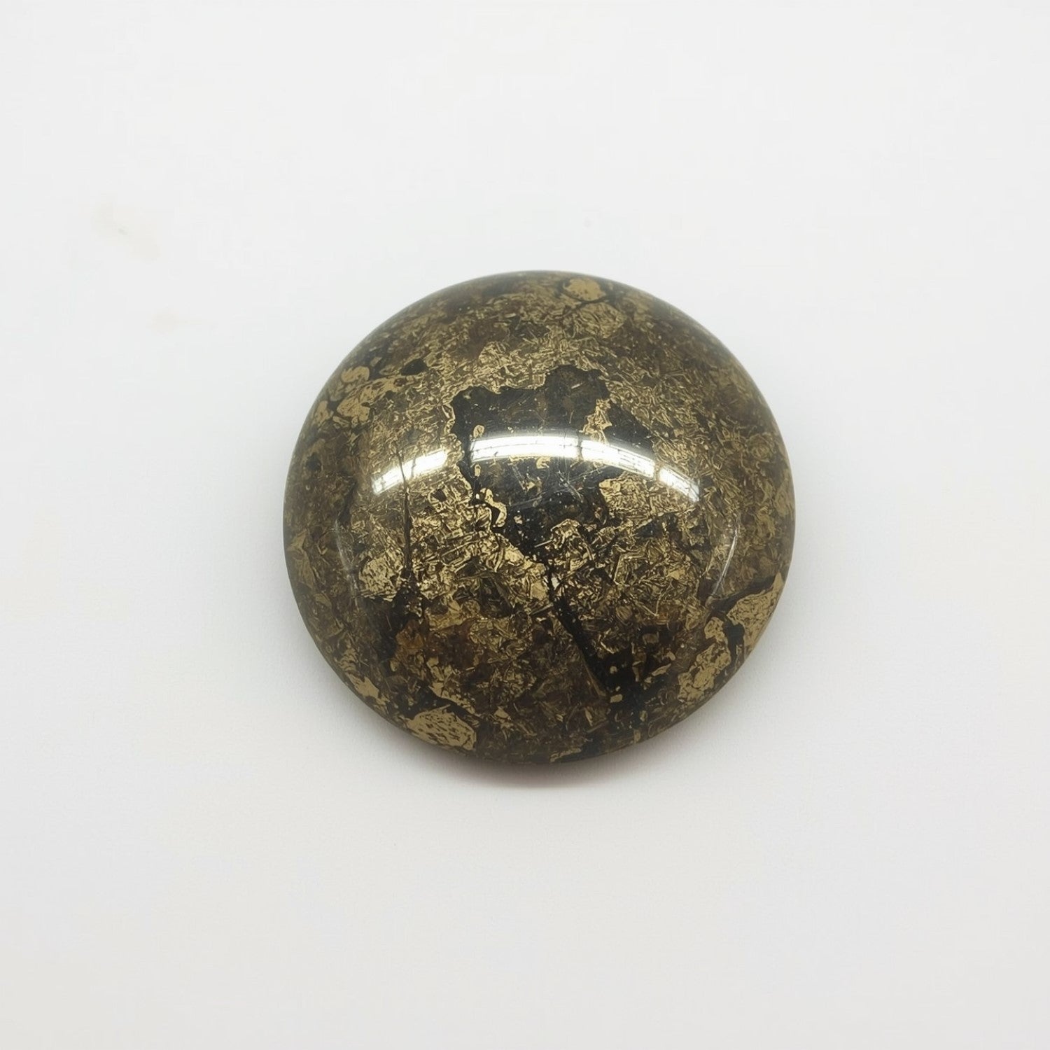 Pyrite 1PC Large 11x11 MM Round Cabochon Gray Lustrous semi Precious Semi Precious Gemstone Sekundär produktbild