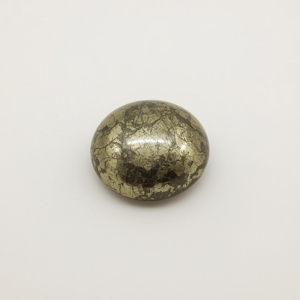Pyrite 1PC Tiny 6x6 MM Round Cabochon Gray Brilliant semi Precious Precious Gemstone