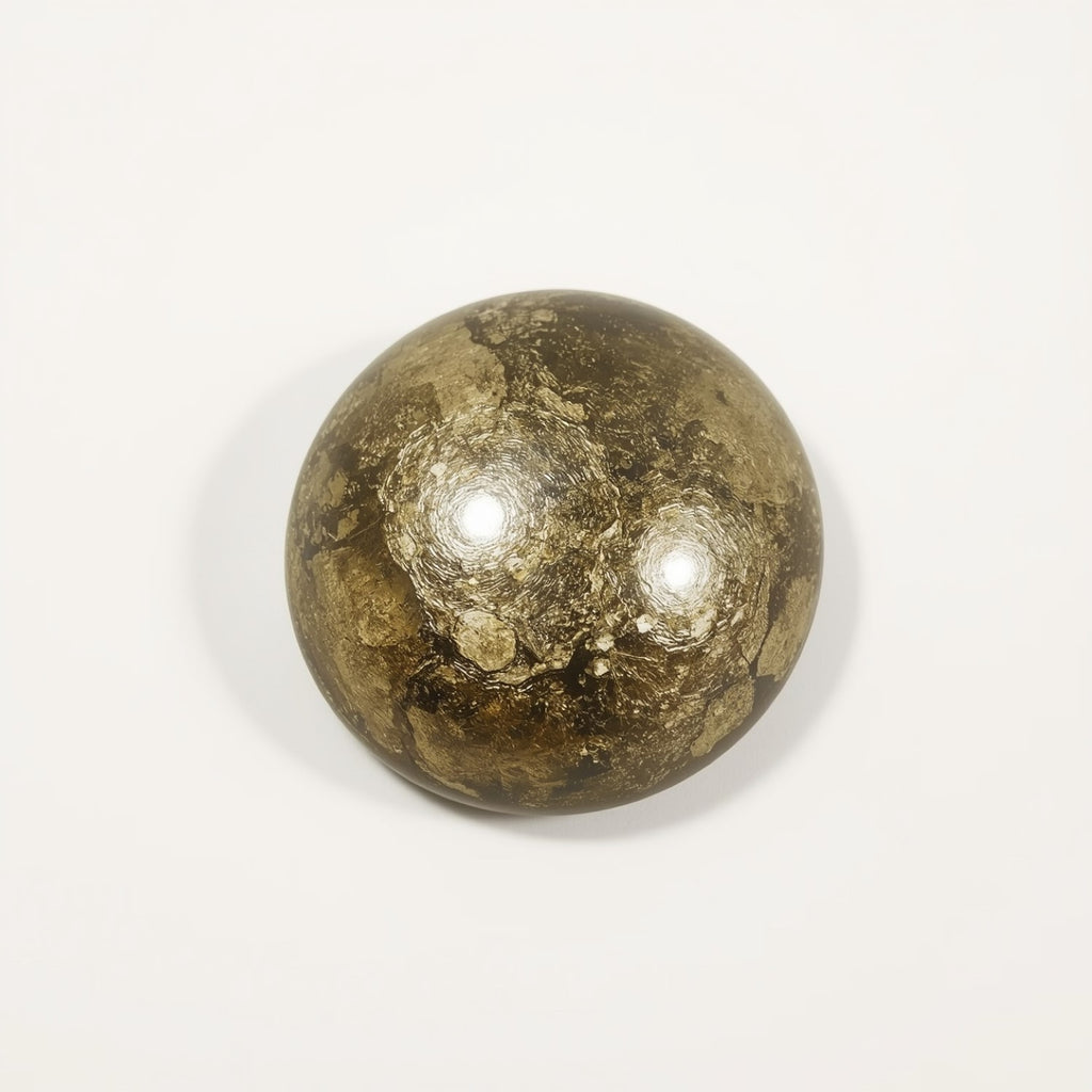 Pyrite 1PC Small 7x7 MM Round Cabochon Gray Sparkling semi Precious Gems
