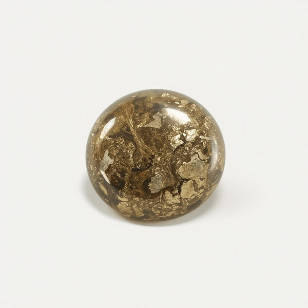 Pyrite 1PC Small 8x8 MM Round Cabochon Gray Polished semi Precious Loose Gems