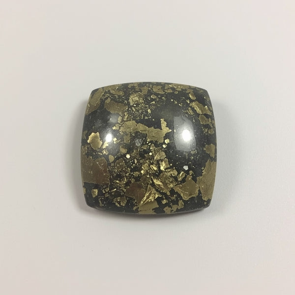 Pyrite 1PC Large 11x11 MM Square Cabochon Gray Polished semi Precious Loose Gemstones