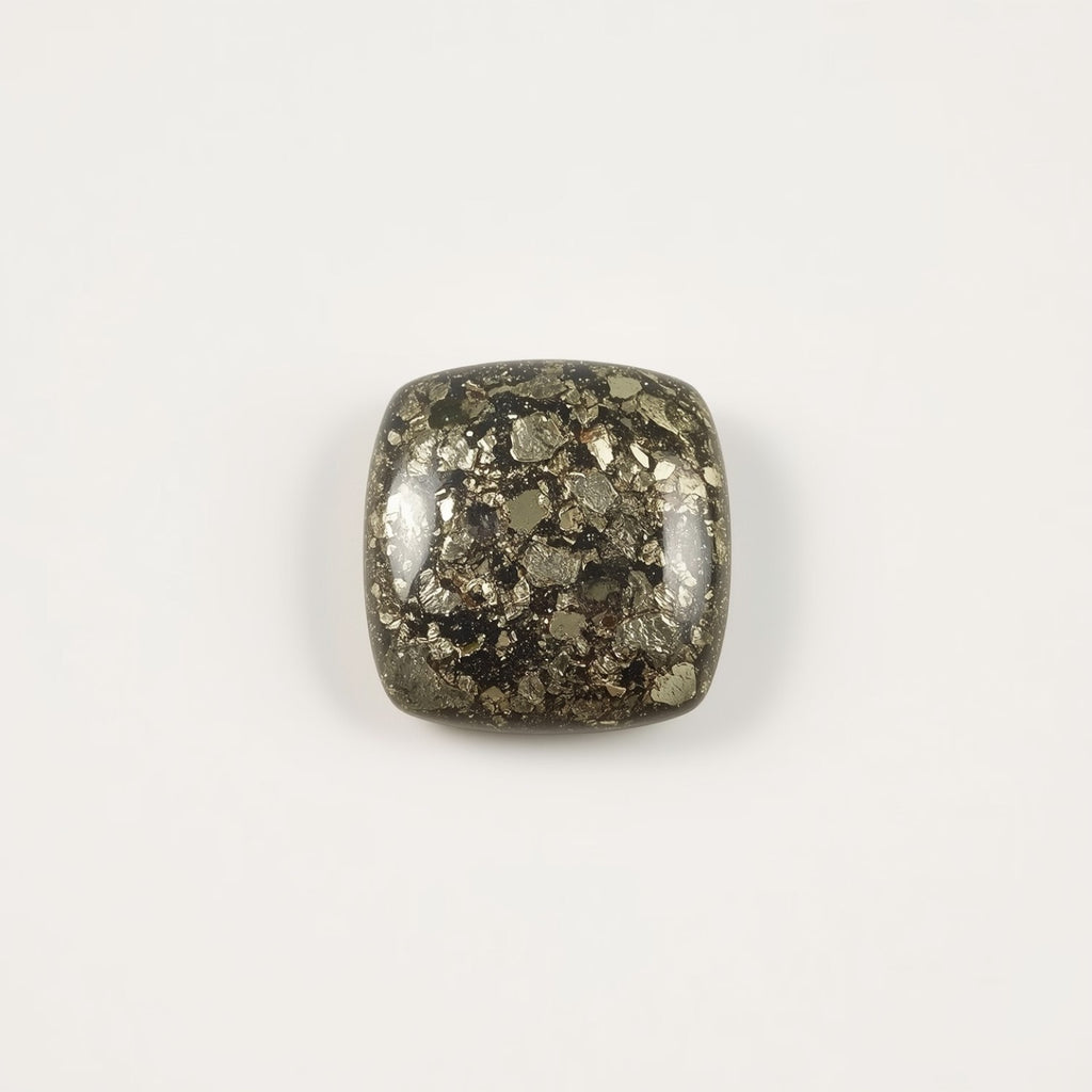 Pyrite 1PC Small 8x8 MM Square Cabochon Gray Fiery semi Precious Gems