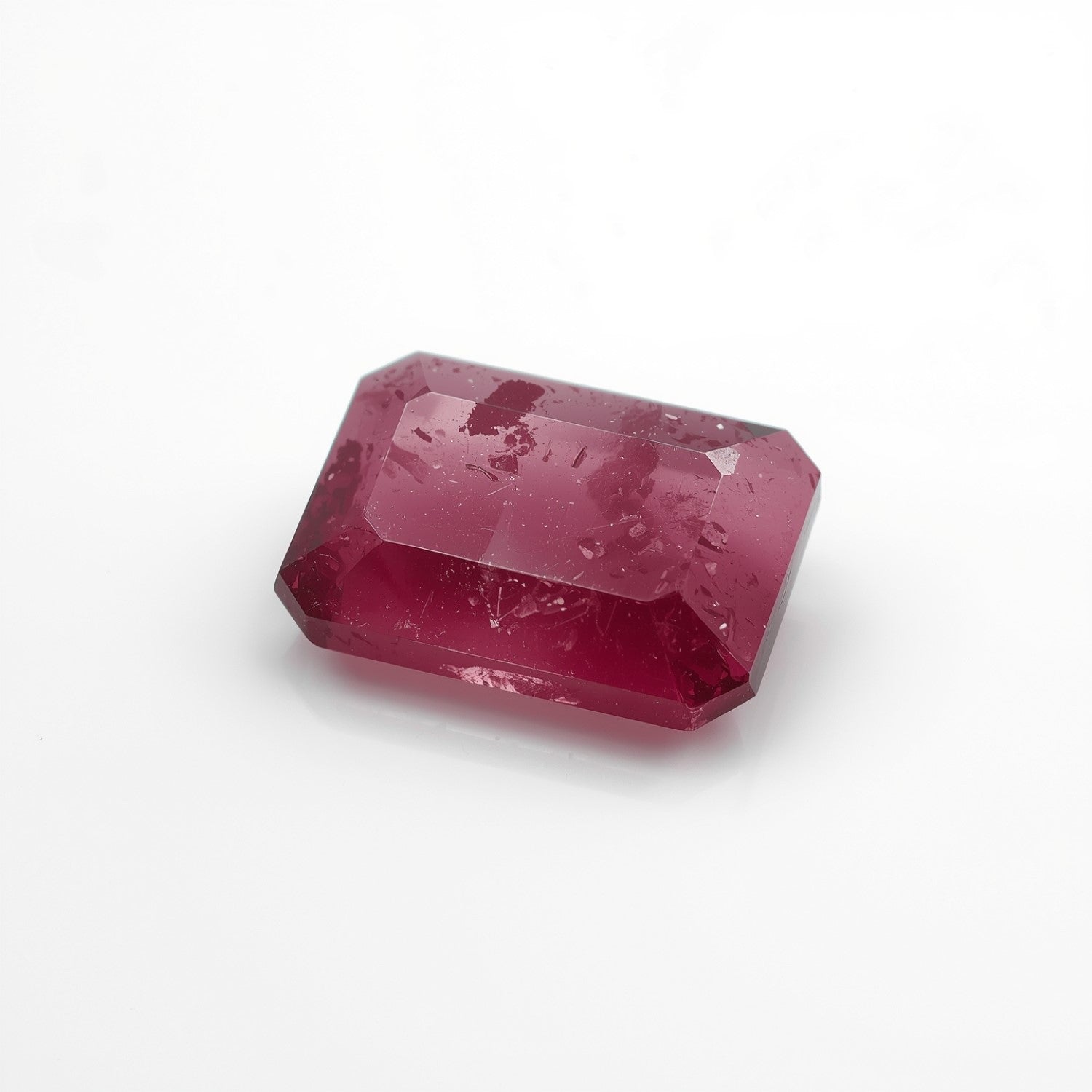 Red Jade 10PC Tiny 2x4 MM Baguette Faceted Red Fiery Semi Precious Gems Huvudsaklig produktbild