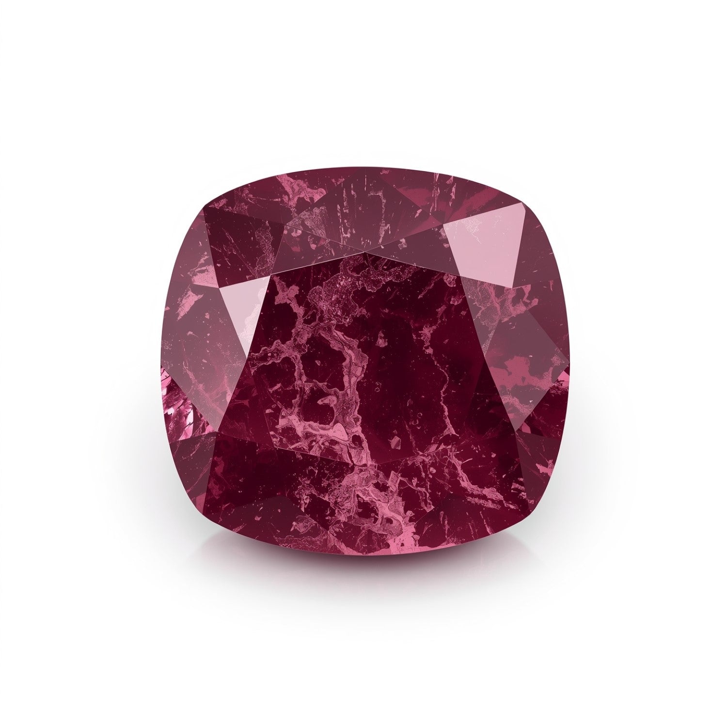 Red Jade 1PC Large 10x10 MM Cushion Faceted Red Shine Semi Precious Loose Gemstones Secundaire afbeelding