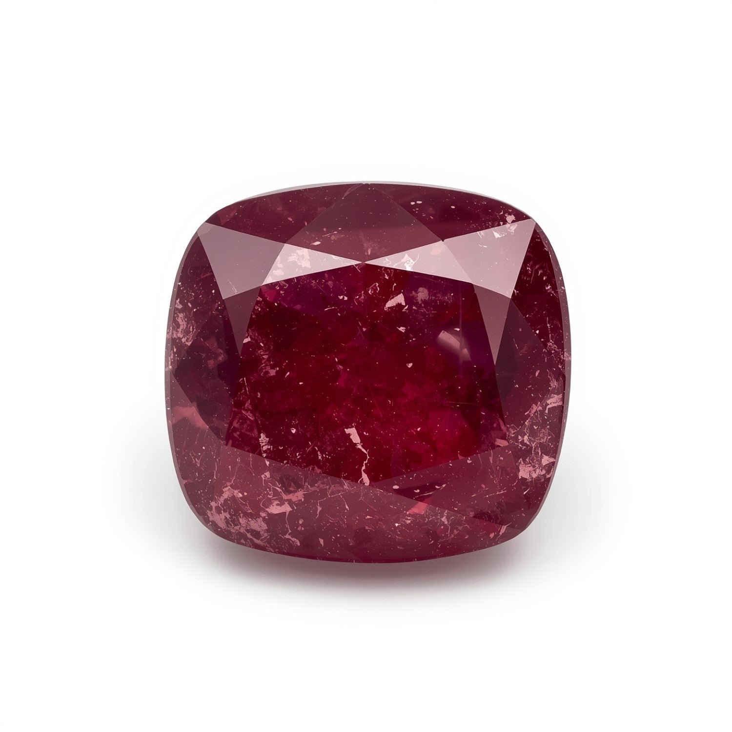 Red Jade 1PC Chunky 14x14 MM Cushion Faceted Red Genuine Semi Precious Loose Gemstones