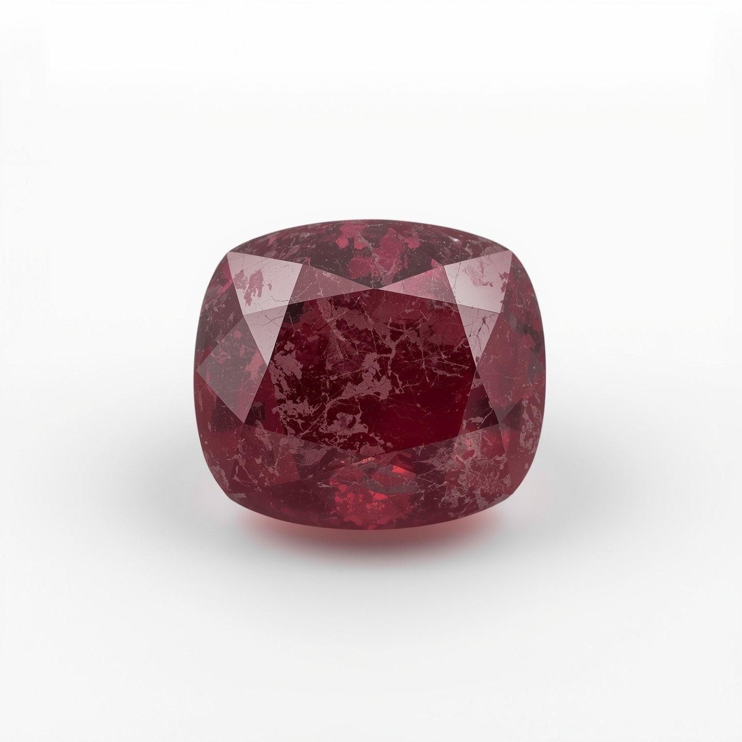 Red Jade 1PC Chunky 14x14 MM Cushion Faceted Red Genuine Semi Precious Loose Gemstones