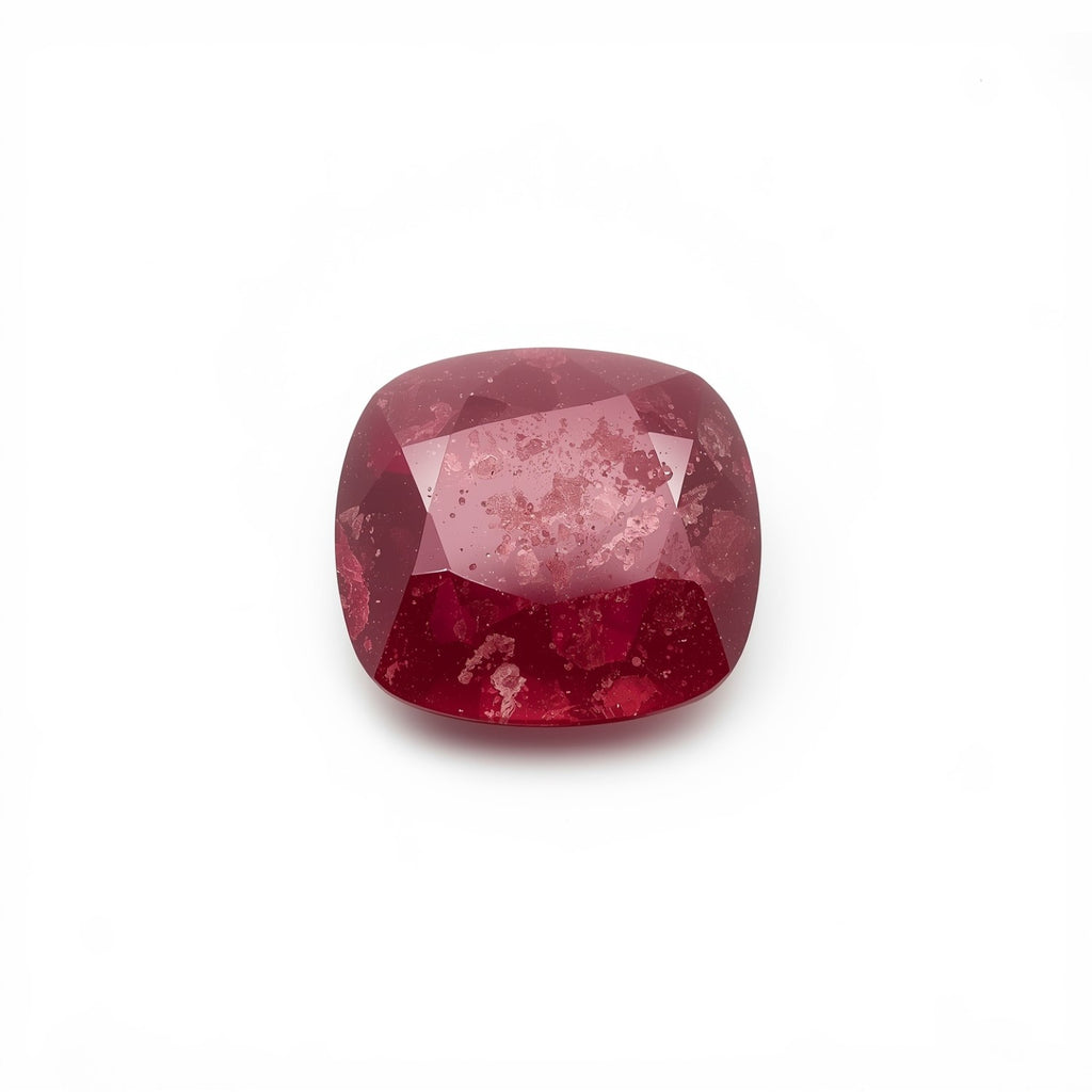 Red Jade 1PC Tiny 5x5 MM Cushion Faceted Red Sparkling Semi Precious Loose Gemstone