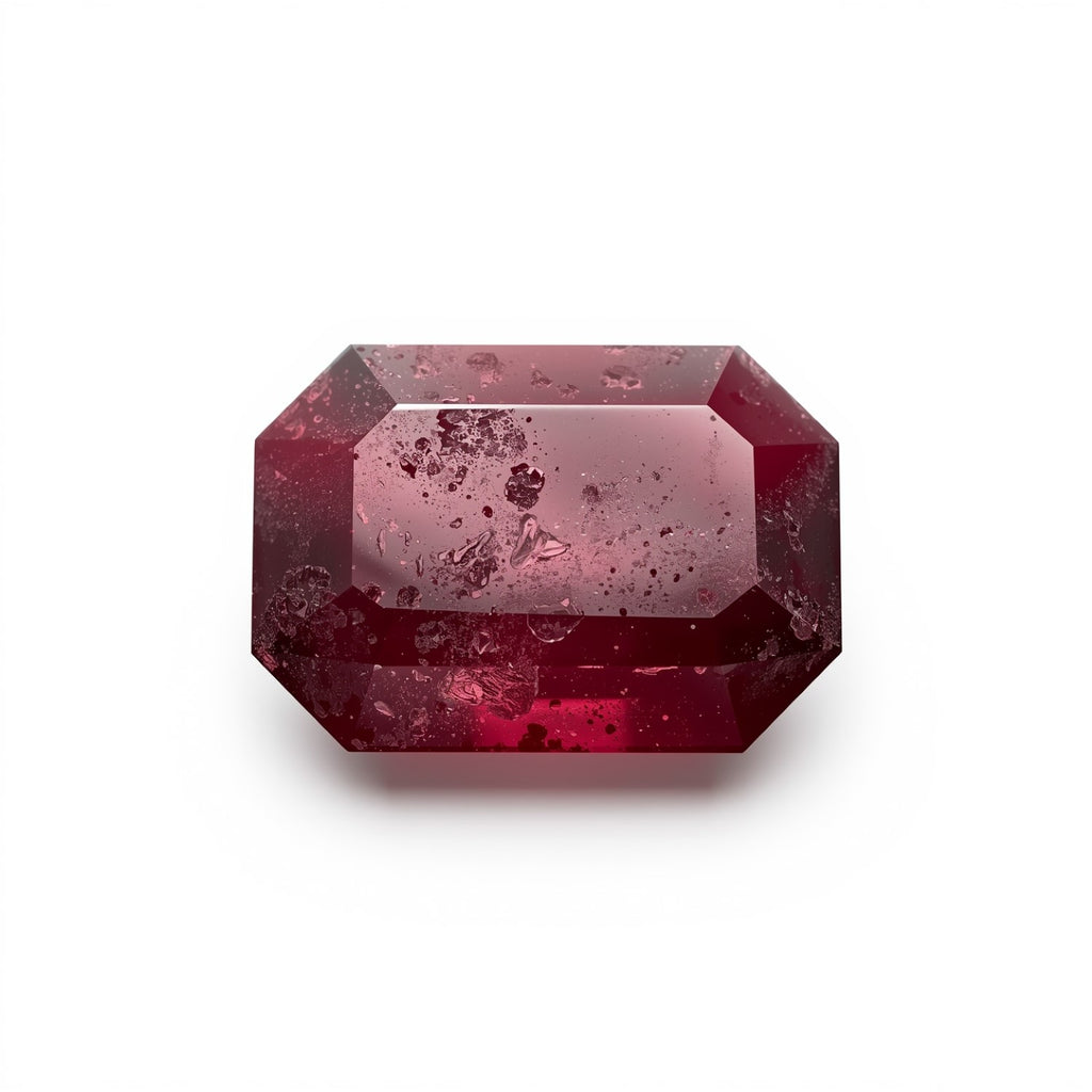 Red Jade 1PC Medium 7x10 MM Emerald Faceted Red Splendid Semi Precious Loose Gemstone