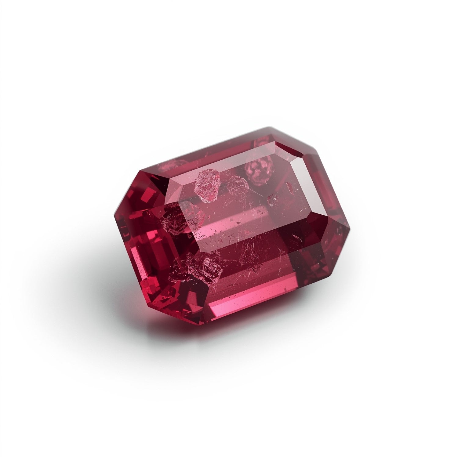 Red Jade 1PC Medium 8x10 MM Emerald Faceted Red Luster Semi Precious Loose Gemstones