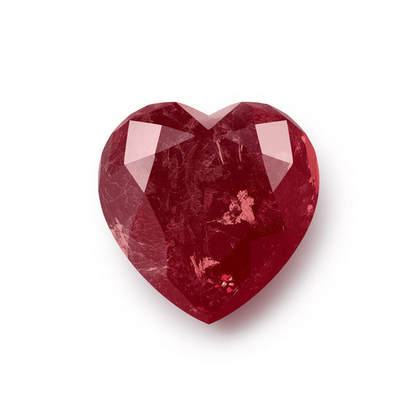 Red Jade 1PC Chunky 15x15 MM Heart Faceted Red Superior Semi Precious Gems