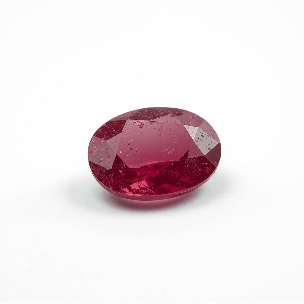 Red Jade 1PC Small 7x9 MM Oval Faceted Red Luster Semi Precious Loose Gems