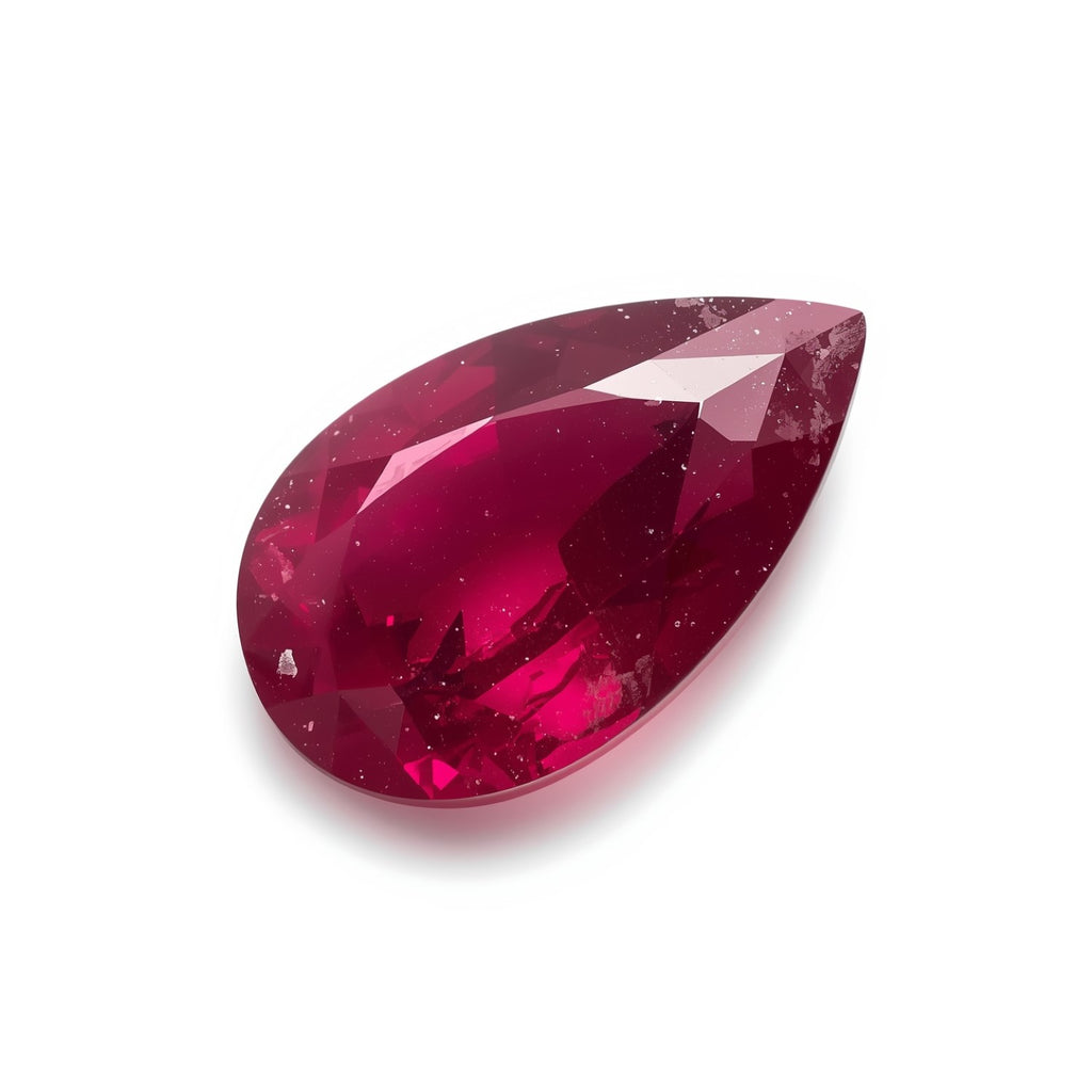Red Jade 1PC Large 10x12 MM Pear Faceted Red Lustrous Semi Precious Gems