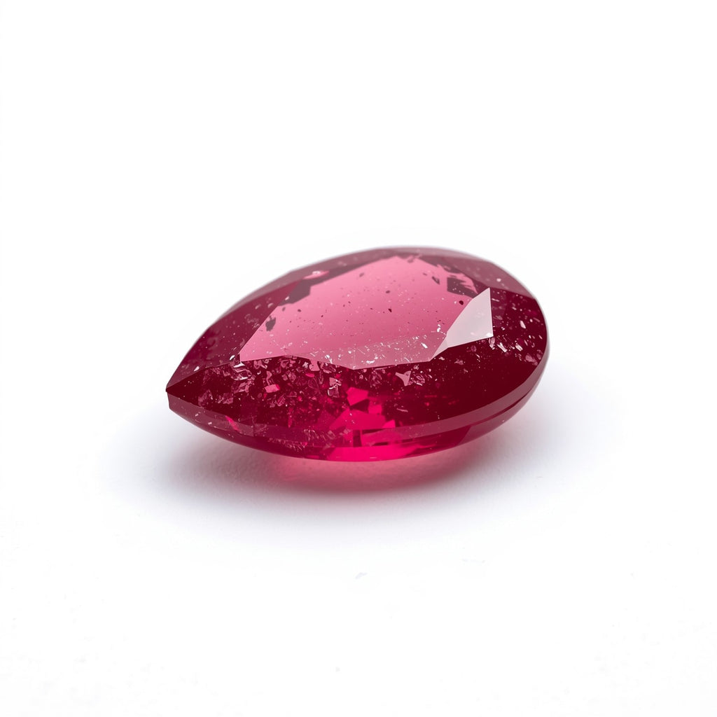 Red Jade 1PC Large 10x12 MM Pear Faceted Red Lustrous Semi Precious Gems