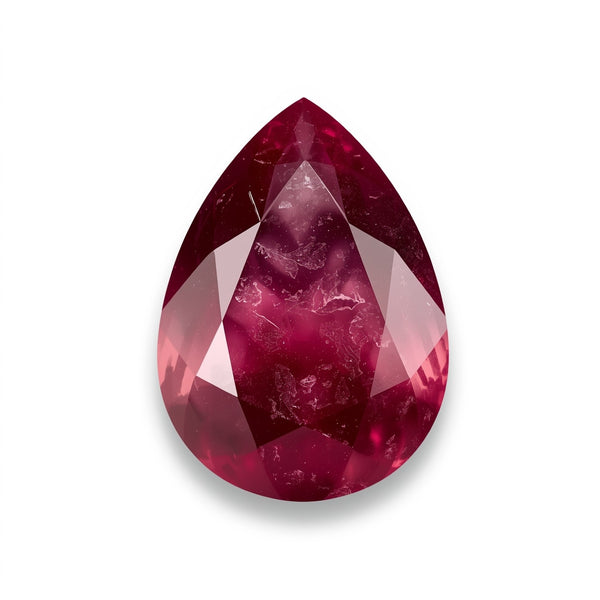 Red Jade 1PC Chunky 15x20 MM Pear Faceted Red Natural Semi Precious Gems
