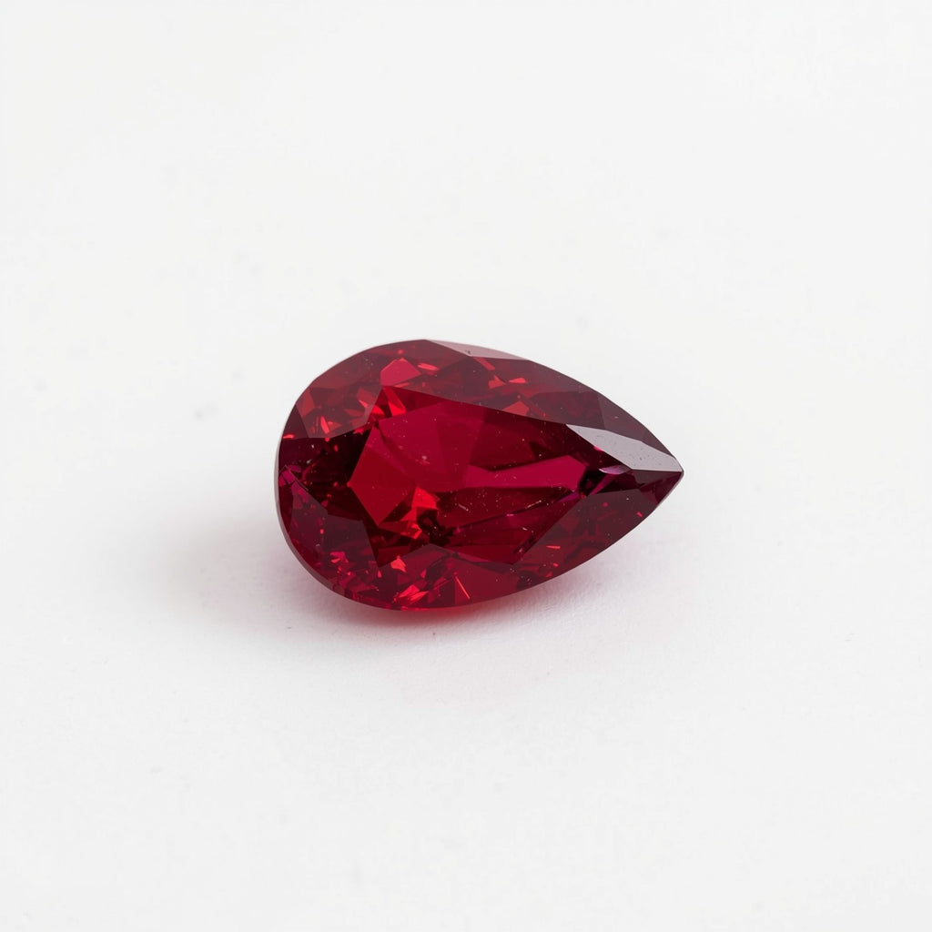 Red Jade 1PC Tiny 5x7 MM Pear Faceted Red Superior Semi Precious Gems