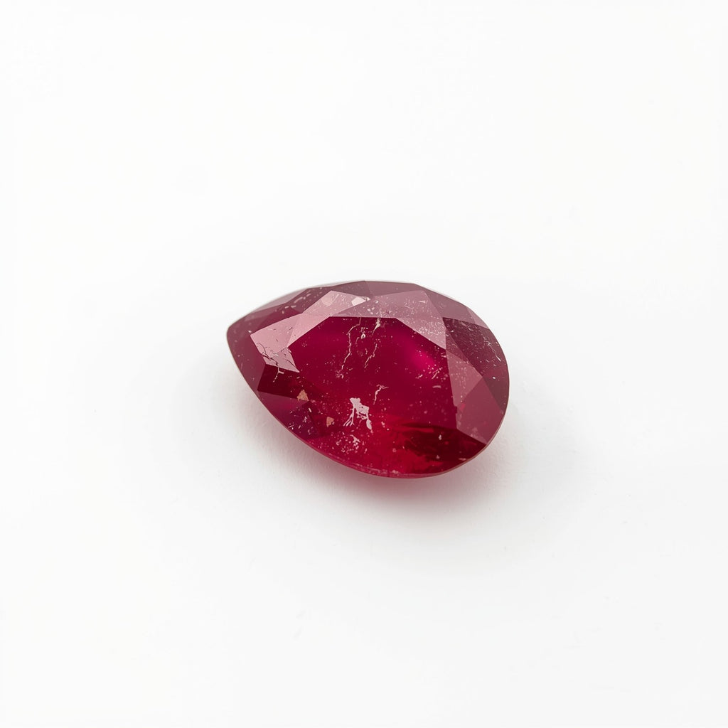 Red Jade 1PC Small 6x8 MM Pear Faceted Red Pure Semi Precious Loose Gems