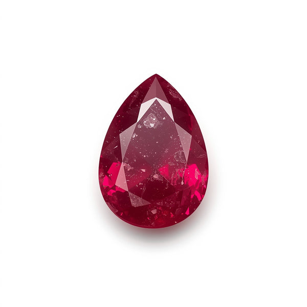 Red Jade 1PC Small 6x9 MM Pear Faceted Red Fiery Semi Precious Loose Gemstone