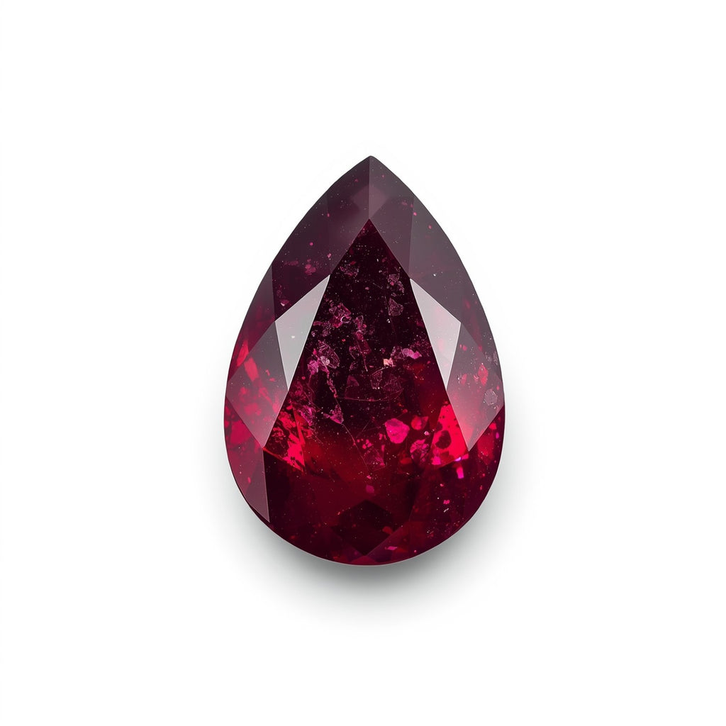 Red Jade 1PC Medium 7x10 MM Pear Faceted Red Sparkling Semi Precious Gems