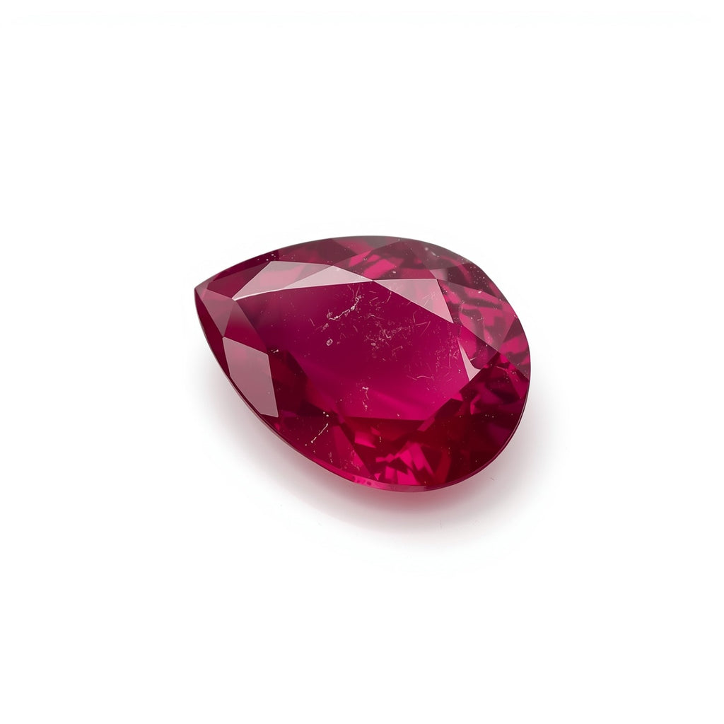 Red Jade 1PC Large 9x11 MM Pear Faceted Red Splendid Semi Precious Loose Gemstone