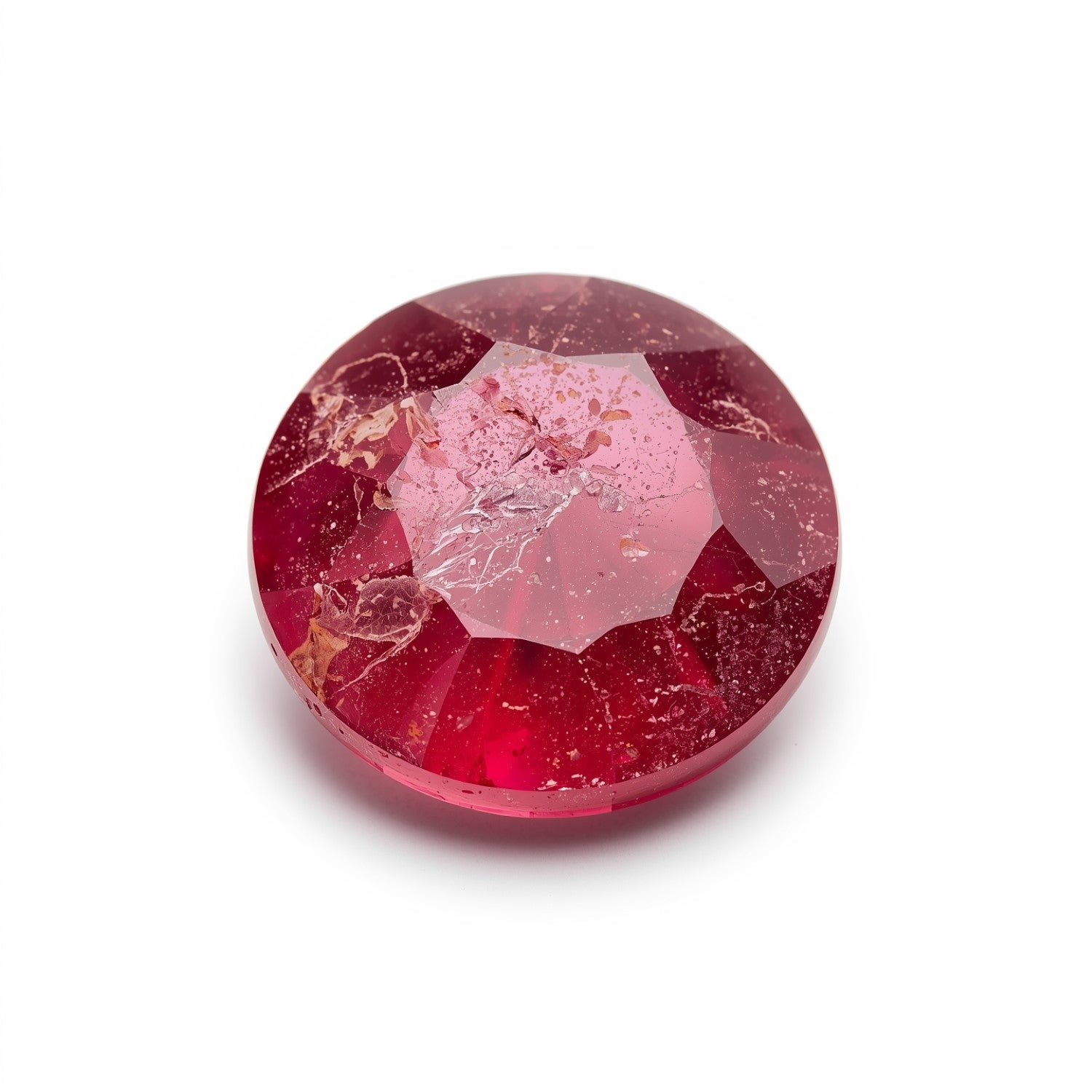 Red Jade 1PC Chunky 13x13 MM Round Faceted Red Natural Semi Precious Loose Gemstone Hoofdafbeelding