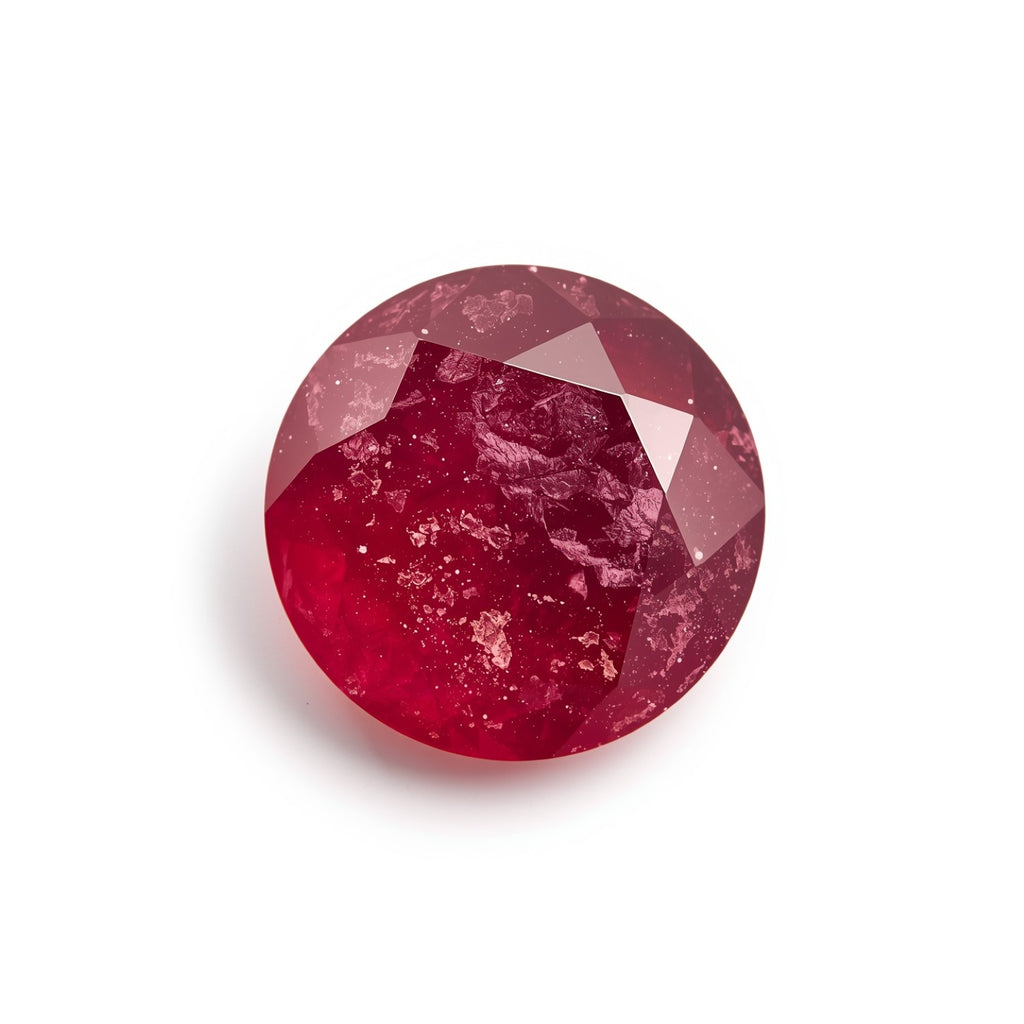 Red Jade 1PC Small 7x7 MM Round Faceted Red Splendid Semi Precious Gems