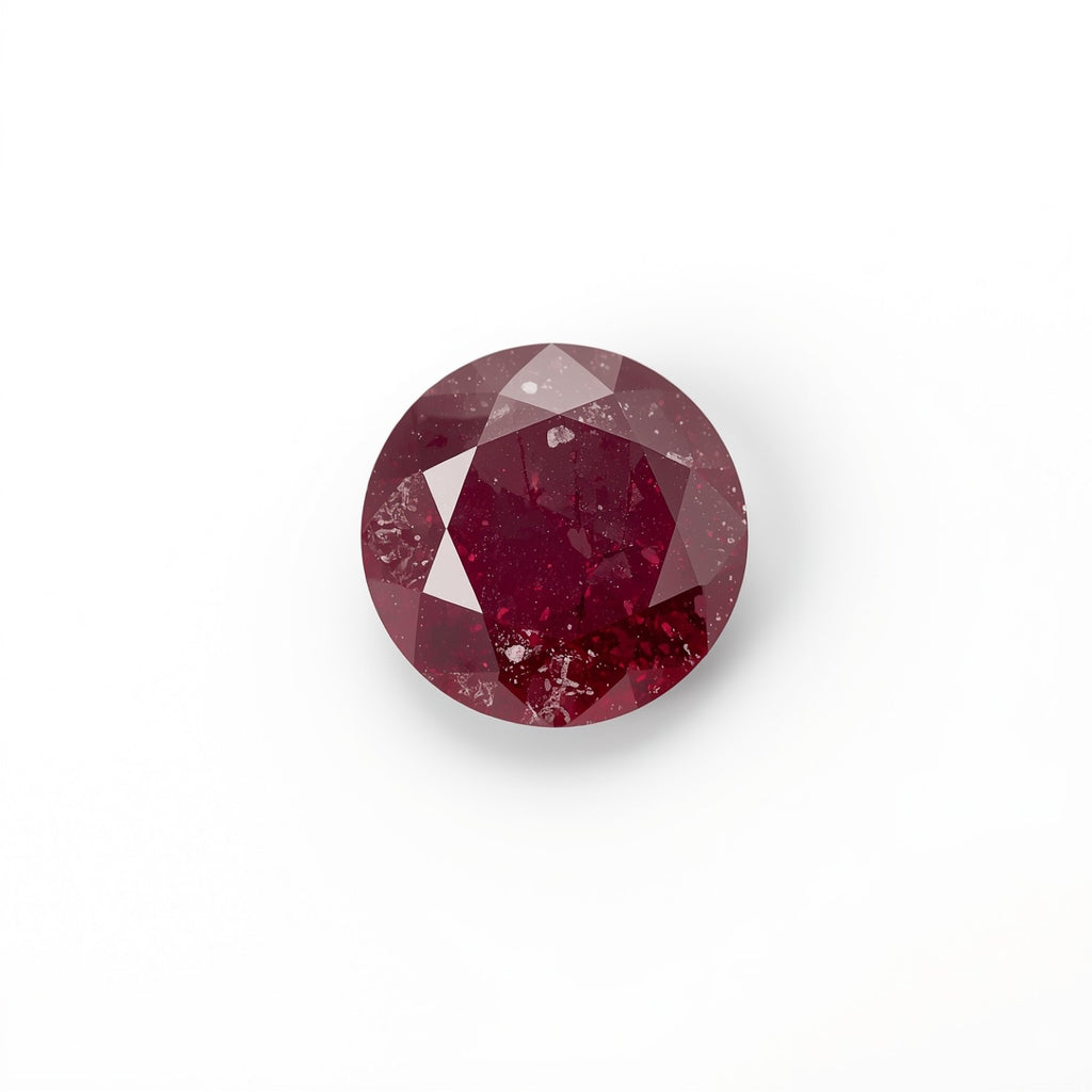 Red Jade 1PC Small 7x7 MM Round Faceted Red Splendid Semi Precious Gems