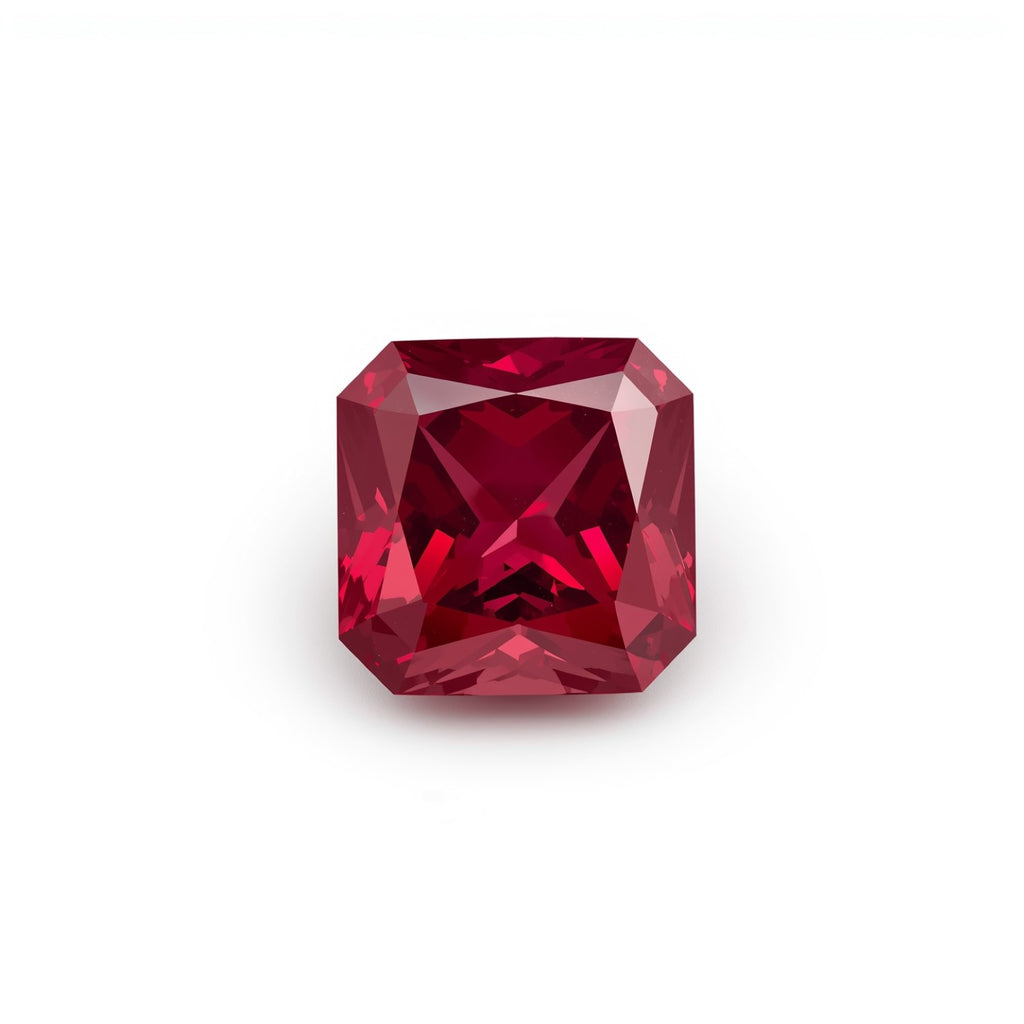 Red Jade 1PC Tiny 6x6 MM Square Faceted Red Polished Semi Precious Loose Gemstones