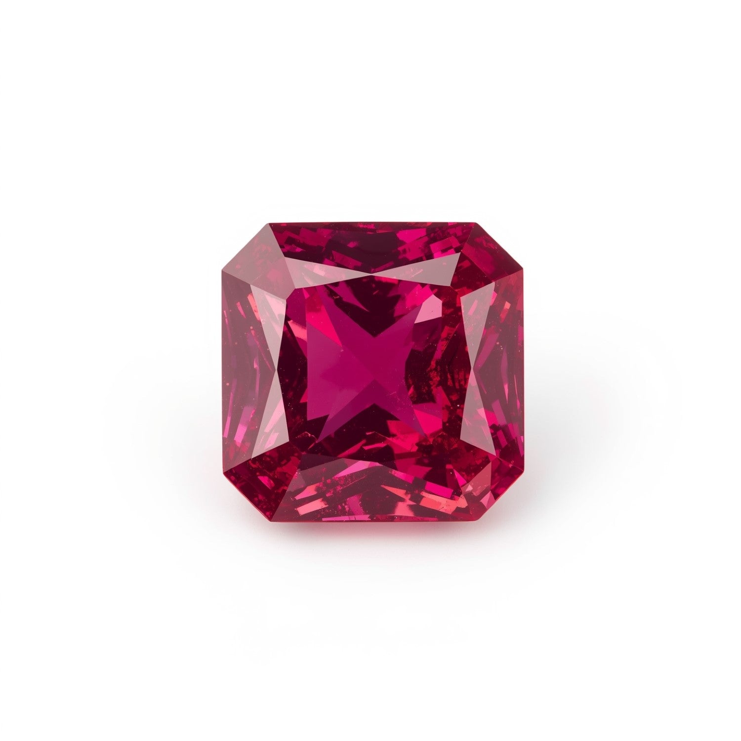 Red Jade 1PC Small 7x7 MM Square Faceted Red Splendid Semi Precious Gems メイン画像