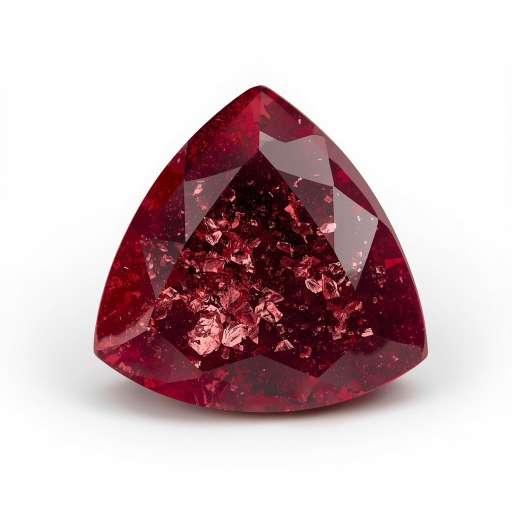 Red Jade 1PC Chunky 13x13 MM Triangle Faceted Red Natural Semi Precious Loose Gemstone