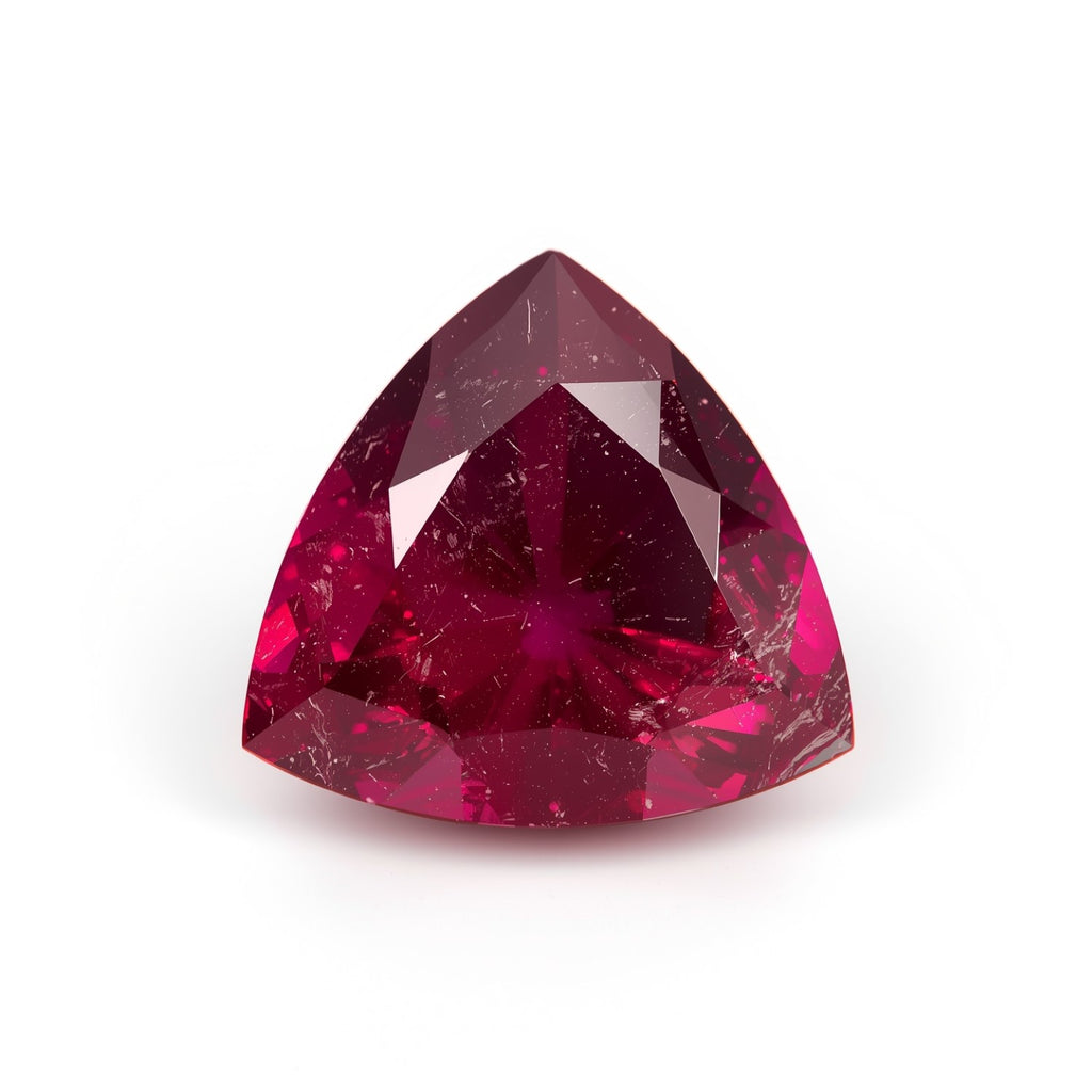 Red Jade 1PC Chunky 15x15 MM Triangle Faceted Red Superior Semi Precious Gems
