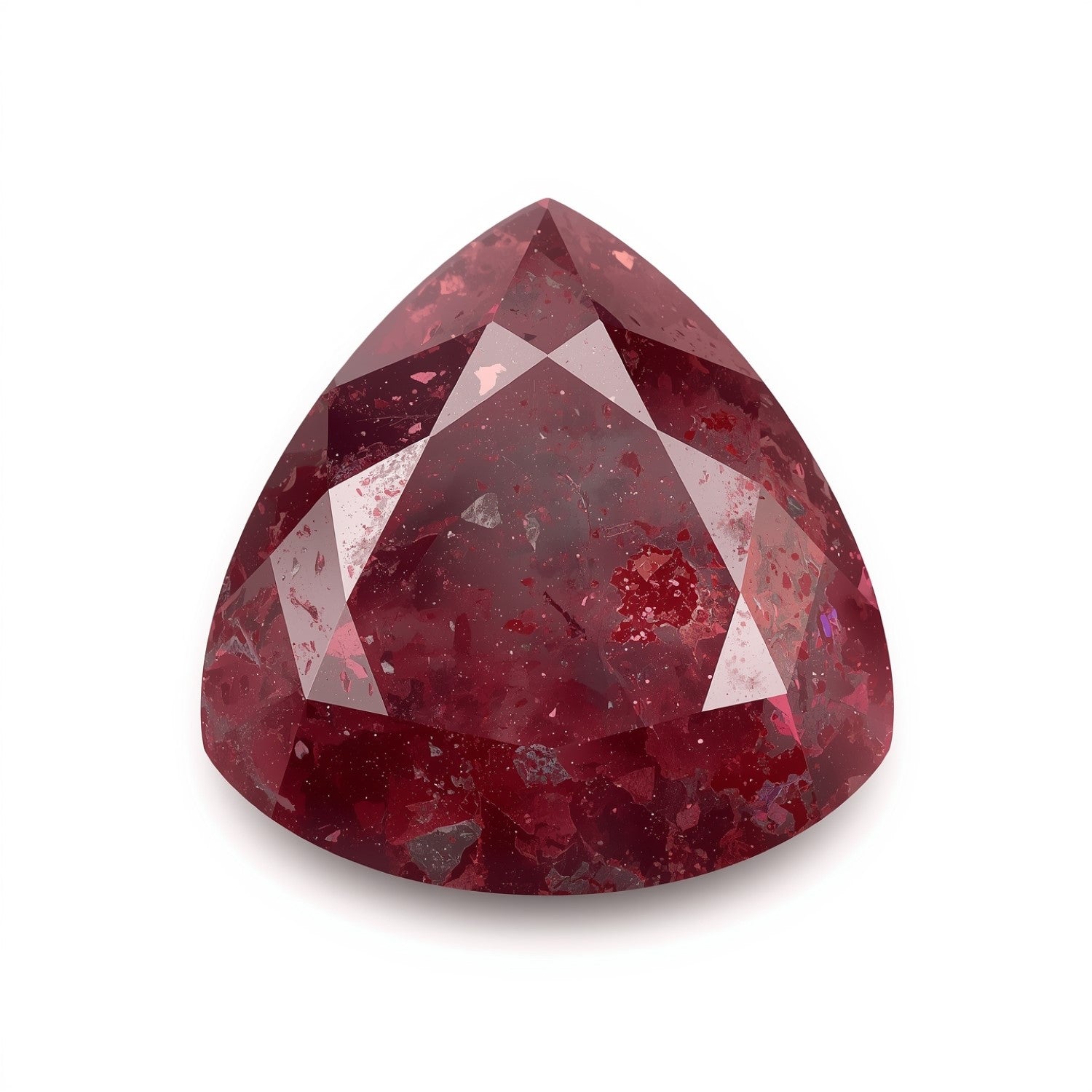 Red Jade 1PC Chunky 16x16 MM Triangle Faceted Red Pure Semi Precious Loose Gems メイン画像