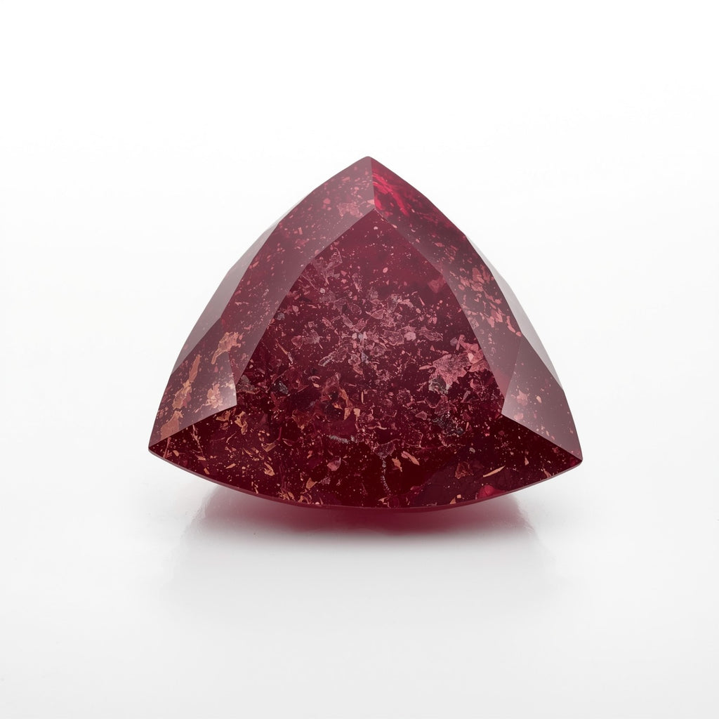 Red Jade 1PC Chunky 16x16 MM Triangle Faceted Red Pure Semi Precious Loose Gems